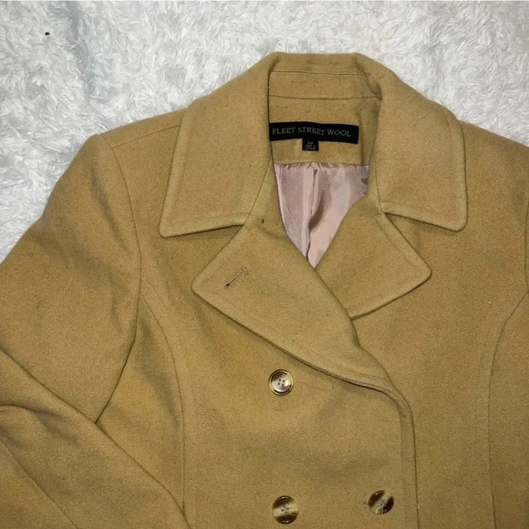 Fleet Street Wool Tan Button Up Jacket Size 12 Petite with Button detailing - Picture 1 of 9